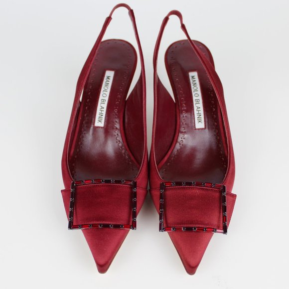 NEW MANOLO BLAHNIK Satin Slingback Pumps - Picture 6 of 12